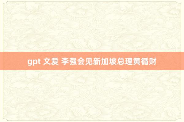 gpt 文爱 李强会见新加坡总理黄循财