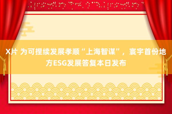 X片 为可捏续发展孝顺“上海智谋”，寰宇首份地方ESG发展答复本日发布