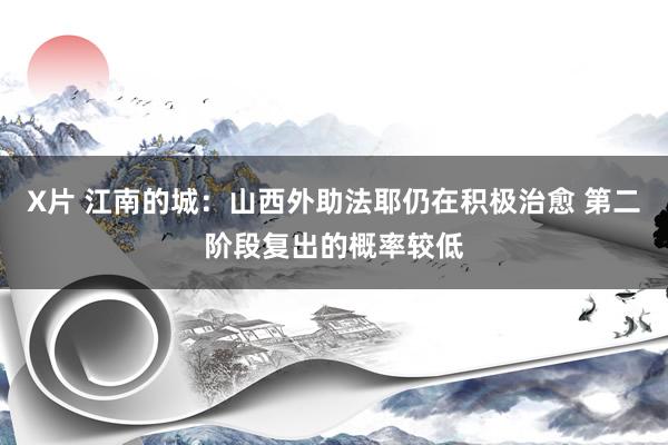 X片 江南的城：山西外助法耶仍在积极治愈 第二阶段复出的概率较低