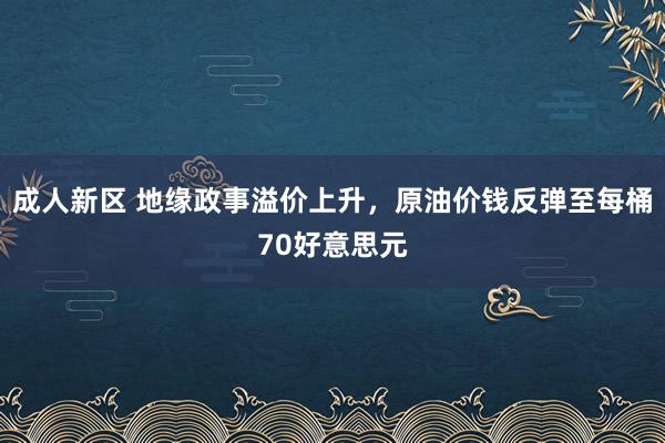 成人新区 地缘政事溢价上升，原油价钱反弹至每桶70好意思元