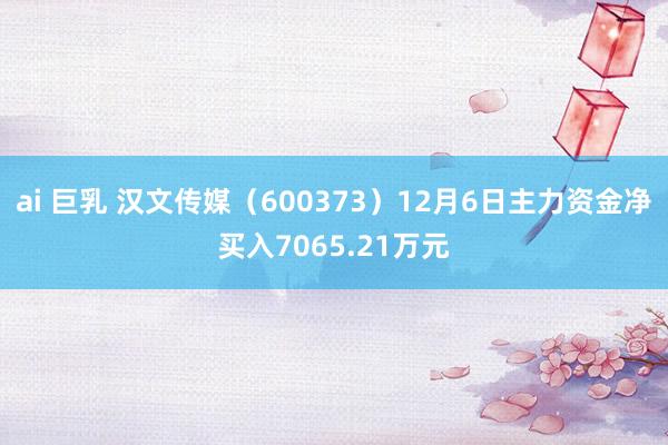 ai 巨乳 汉文传媒（600373）12月6日主力资金净买入7065.21万元