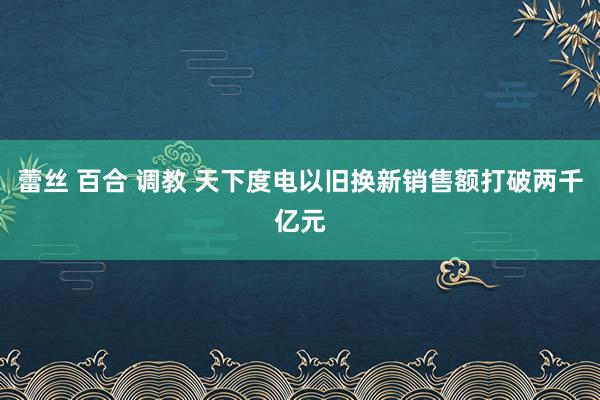 蕾丝 百合 调教 天下度电以旧换新销售额打破两千亿元