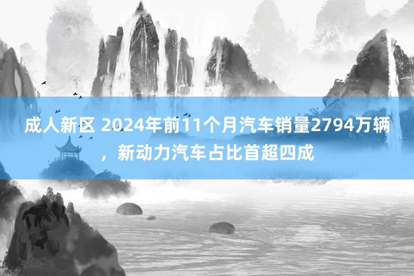 成人新区 2024年前11个月汽车销量2794万辆，新动力汽车占比首超四成
