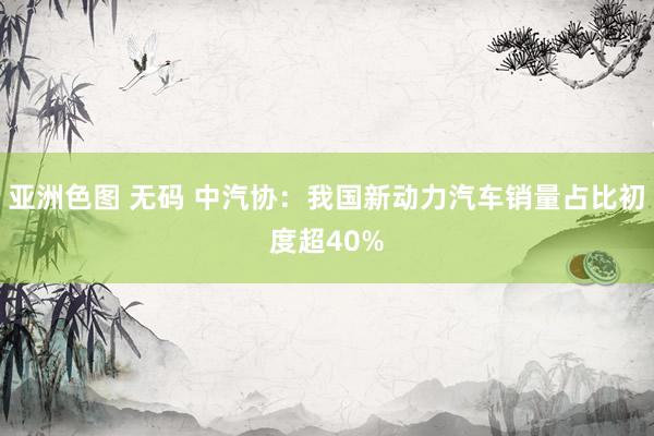 亚洲色图 无码 中汽协：我国新动力汽车销量占比初度超40%