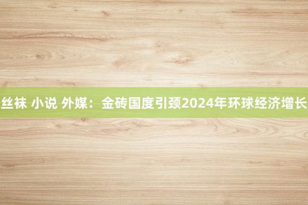 丝袜 小说 外媒：金砖国度引颈2024年环球经济增长