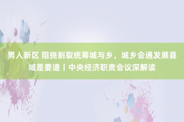 男人新区 阻挠割裂统筹城与乡，城乡会通发展县域是要道丨中央经济职责会议深解读