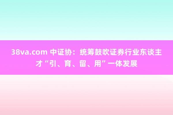 38va.com 中证协：统筹鼓吹证券行业东谈主才“引、育、留、用”一体发展