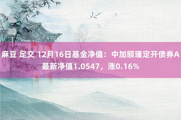 麻豆 足交 12月16日基金净值：中加颐瑾定开债券A最新净值1.0547，涨0.16%