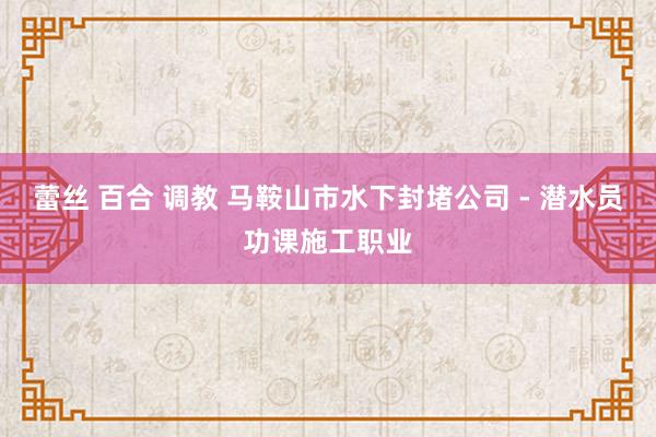 蕾丝 百合 调教 马鞍山市水下封堵公司 - 潜水员功课施工职业
