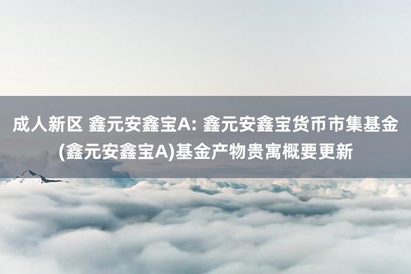 成人新区 鑫元安鑫宝A: 鑫元安鑫宝货币市集基金(鑫元安鑫宝A)基金产物贵寓概要更新