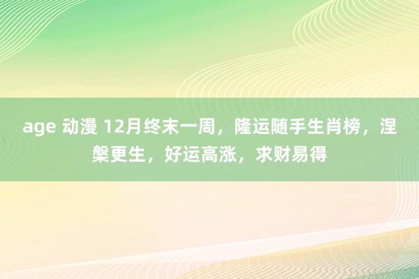 age 动漫 12月终末一周，隆运随手生肖榜，涅槃更生，好运高涨，求财易得