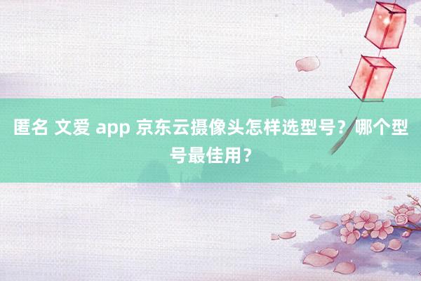 匿名 文爱 app 京东云摄像头怎样选型号？哪个型号最佳用？