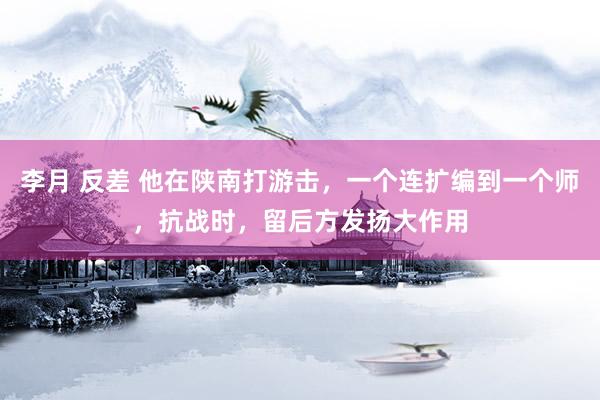 李月 反差 他在陕南打游击，一个连扩编到一个师，抗战时，留后方发扬大作用
