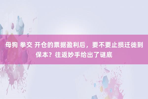 母狗 拳交 开仓的票据盈利后，要不要止损迁徙到保本？往返妙手给出了谜底