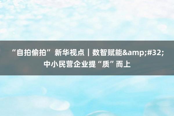 “自拍偷拍” 新华视点｜数智赋能&#32;中小民营企业提“质”而上