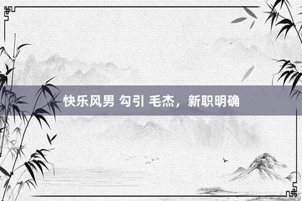 快乐风男 勾引 毛杰，新职明确