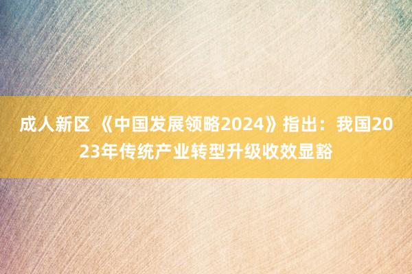 成人新区 《中国发展领略2024》指出：我国2023年传统产业转型升级收效显豁
