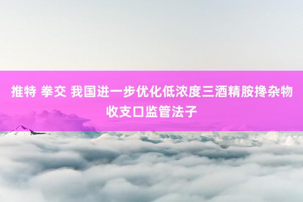 推特 拳交 我国进一步优化低浓度三酒精胺搀杂物收支口监管法子