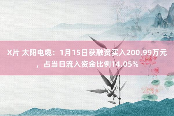 X片 太阳电缆：1月15日获融资买入200.99万元，占当日流入资金比例14.05%