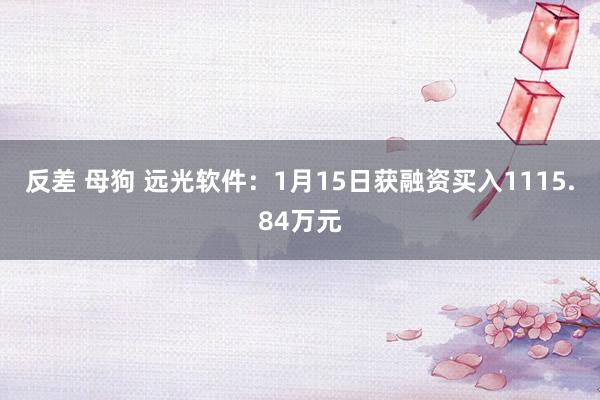 反差 母狗 远光软件：1月15日获融资买入1115.84万元