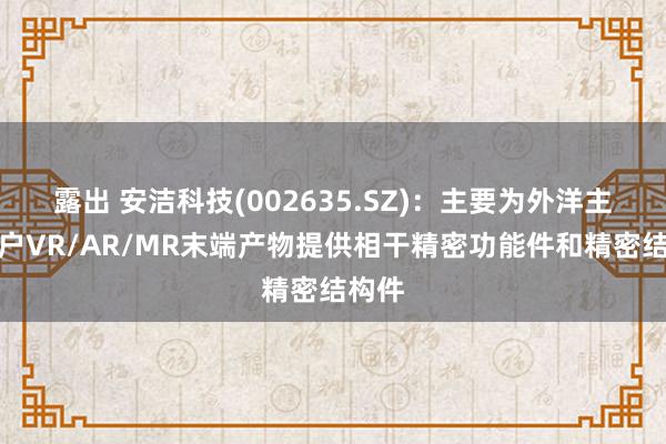 露出 安洁科技(002635.SZ)：主要为外洋主流客户VR/AR/MR末端产物提供相干精密功能件和精密结构件