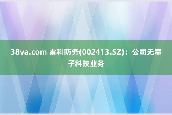 38va.com 雷科防务(002413.SZ)：公司无量子科技业务