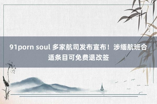 91porn soul 多家航司发布宣布！涉缅航班合适条目可免费退改签