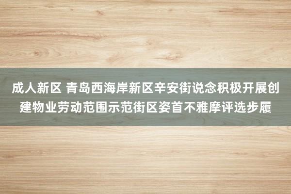 成人新区 青岛西海岸新区辛安街说念积极开展创建物业劳动范围示范街区姿首不雅摩评选步履