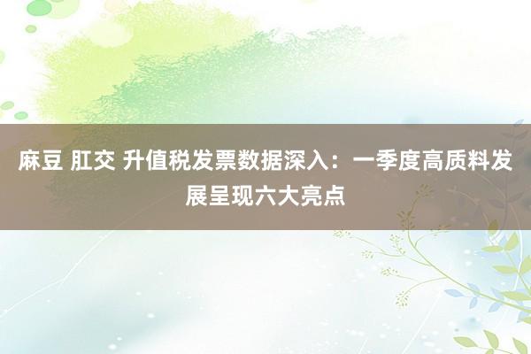 麻豆 肛交 升值税发票数据深入：一季度高质料发展呈现六大亮点