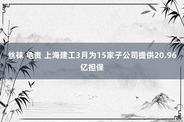 丝袜 龟责 上海建工3月为15家子公司提供20.96亿担保