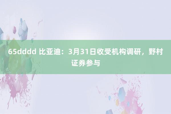 65dddd 比亚迪：3月31日收受机构调研，野村证券参与