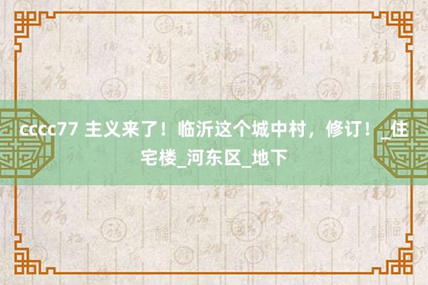 cccc77 主义来了！临沂这个城中村，修订！_住宅楼_河东区_地下