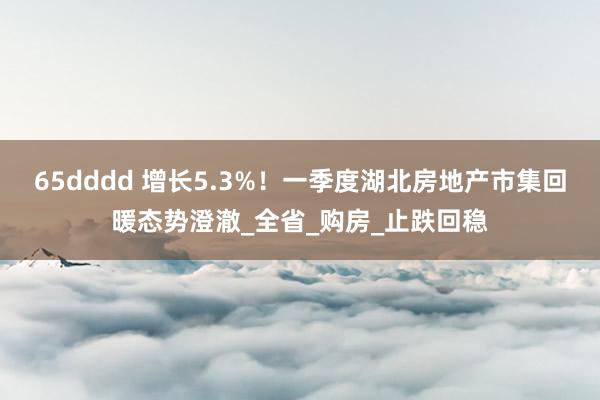 65dddd 增长5.3%！一季度湖北房地产市集回暖态势澄澈_全省_购房_止跌回稳