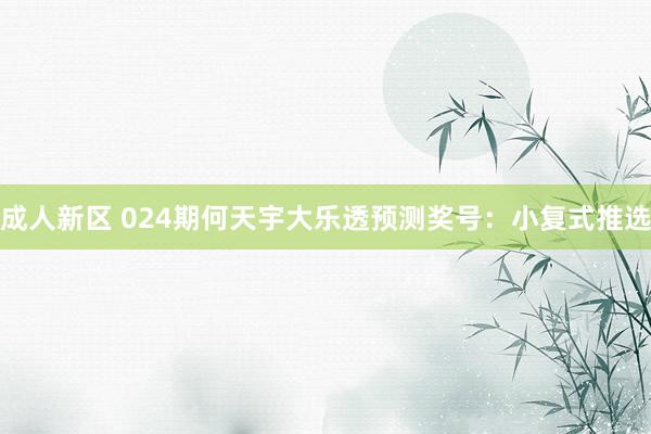 成人新区 024期何天宇大乐透预测奖号：小复式推选