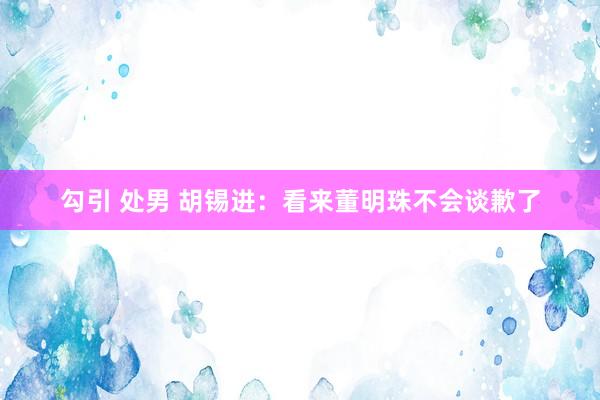 勾引 处男 胡锡进：看来董明珠不会谈歉了