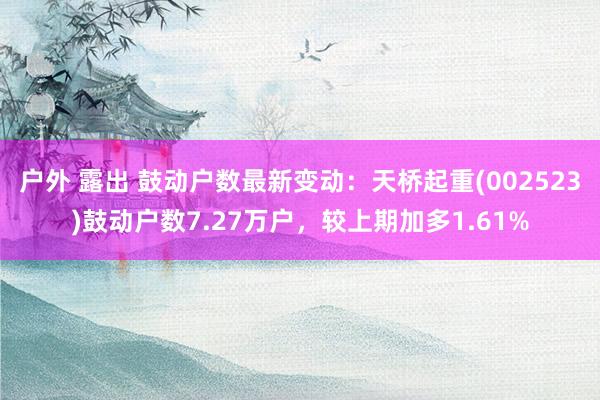 户外 露出 鼓动户数最新变动：天桥起重(002523)鼓动户数7.27万户，较上期加多1.61%